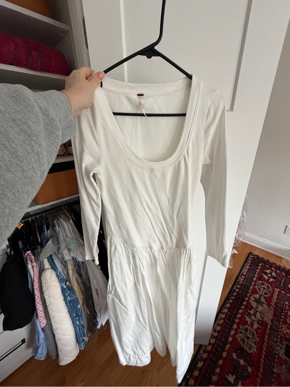 Free People Cream Scoop Neck Midi Dress